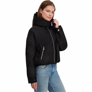 (NWT) Laundry by Shelli Segal Women’s Black Bomber With Faux Sherpa Lined Hood